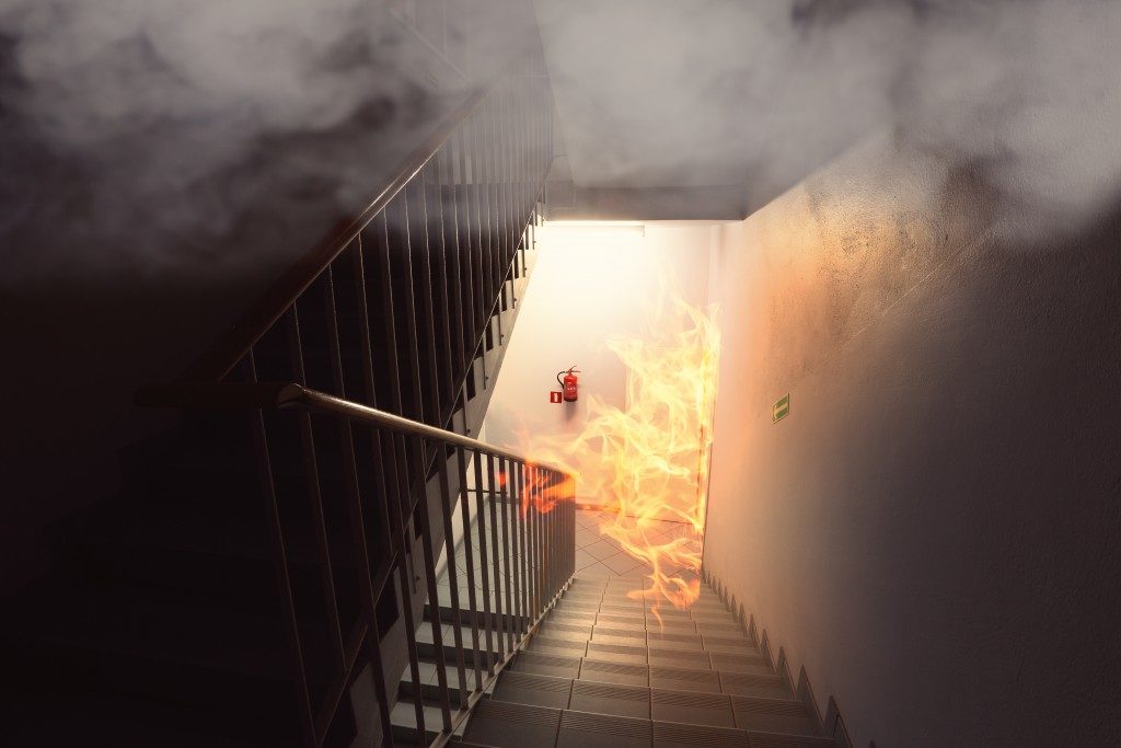 Fire in the stairs area