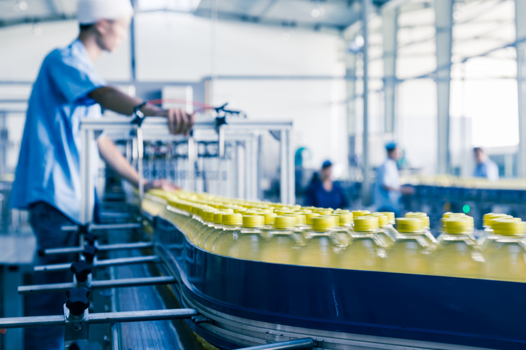 Bottles in factory