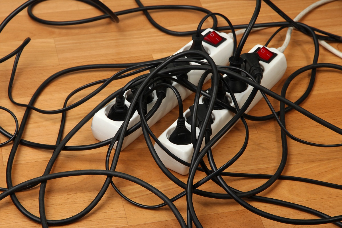 entangled electrical cords