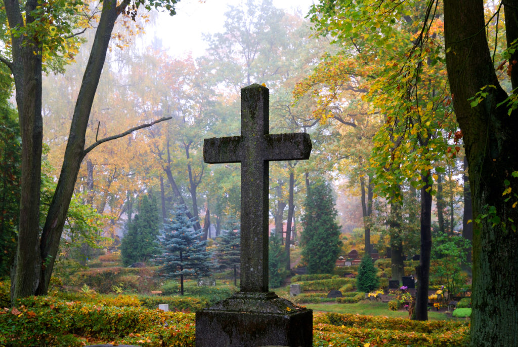 stone cross on a grave