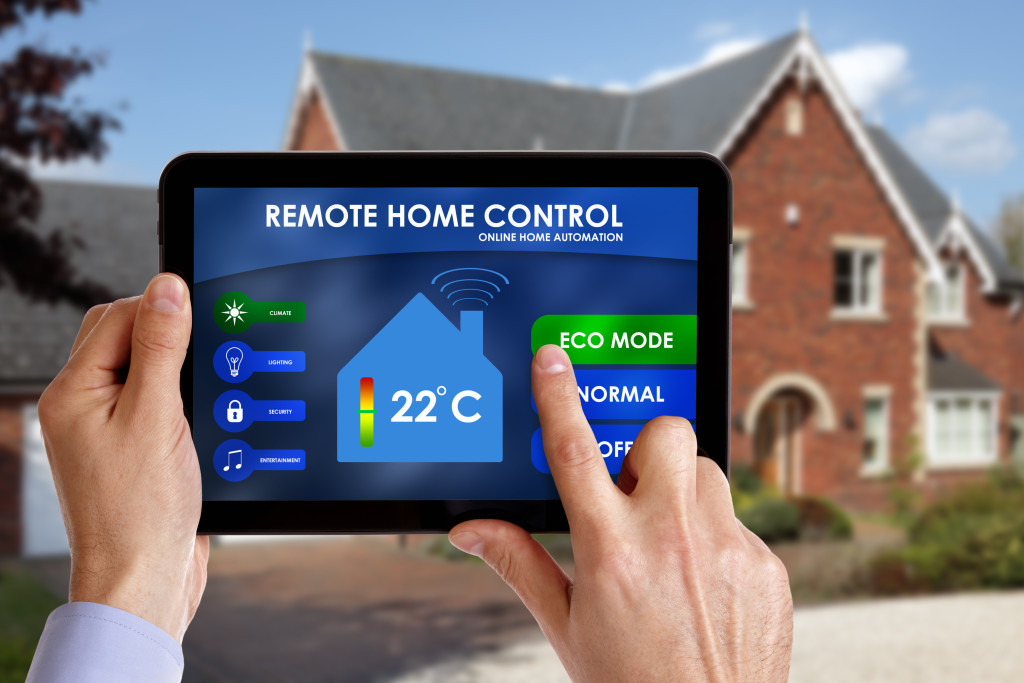 home being controlled by a tablet