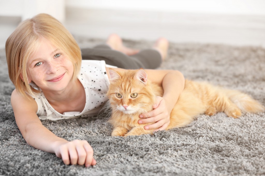 child and cat