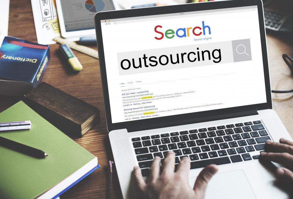 the word outsourcing in a digital search engine