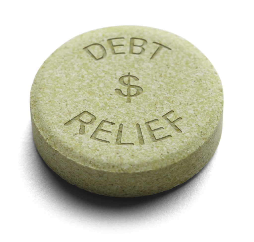 debt, dollar sign, and relief texts